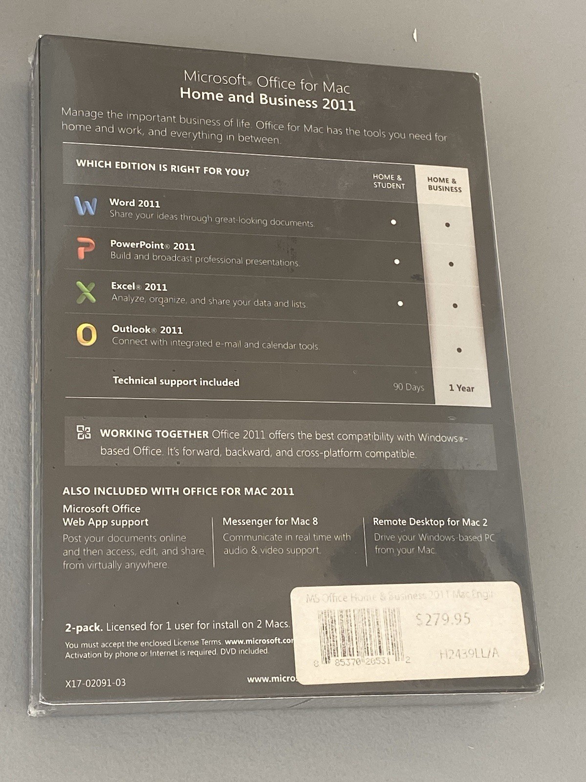 Microsoft Office 365 2011 Home And Business English DVD Sealed. As-Is