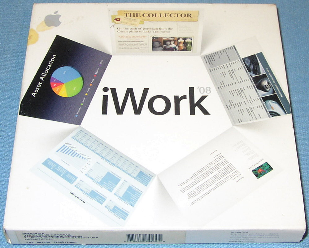 Apple iWork 08 Keynote Pages Numbers Full Retail Universal Install 2-User GREAT