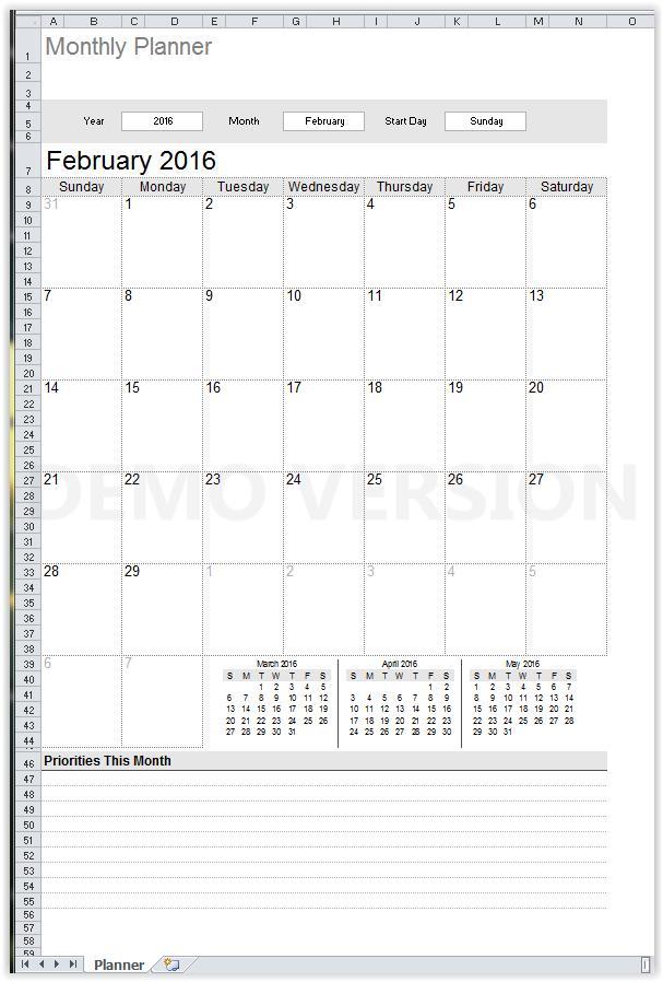 Simple Reusable, Customizable Monthly Calendar Template for MS Excel