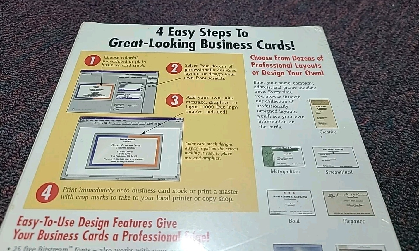 ProVenture Business Cards Design Print CD Software Windows 3.1/Windows 95