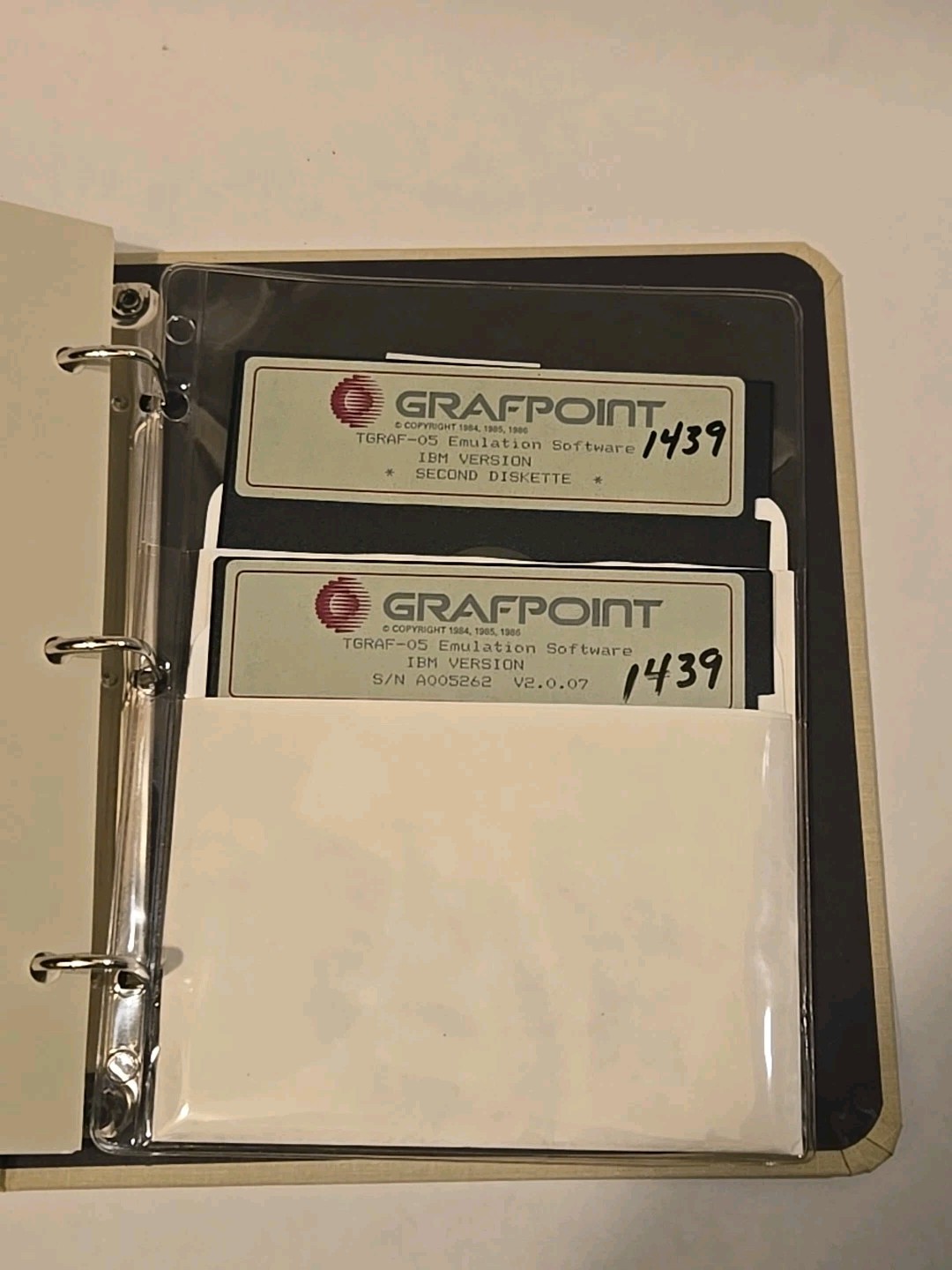 GRAFPOINT TGRAF-05 TERMINAL EMULATION SOFTWARE AI IBM Rare Vintage 5.25″ Disks