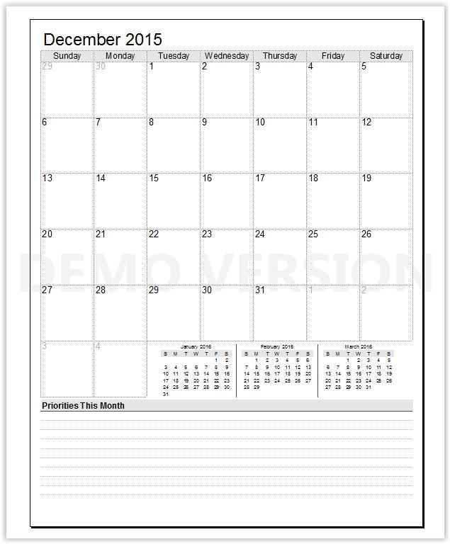 Simple Reusable, Customizable Monthly Calendar Template for MS Excel