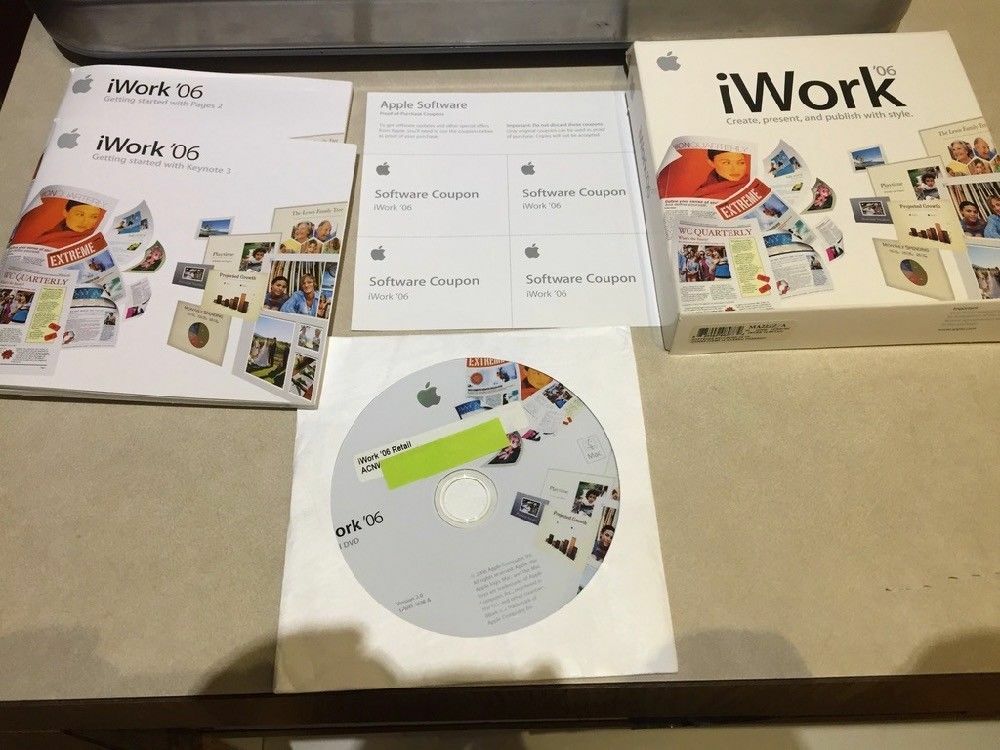 iWork 06 v2.0 Pages Keynote Office Mac Install Software Disc DVD 2006