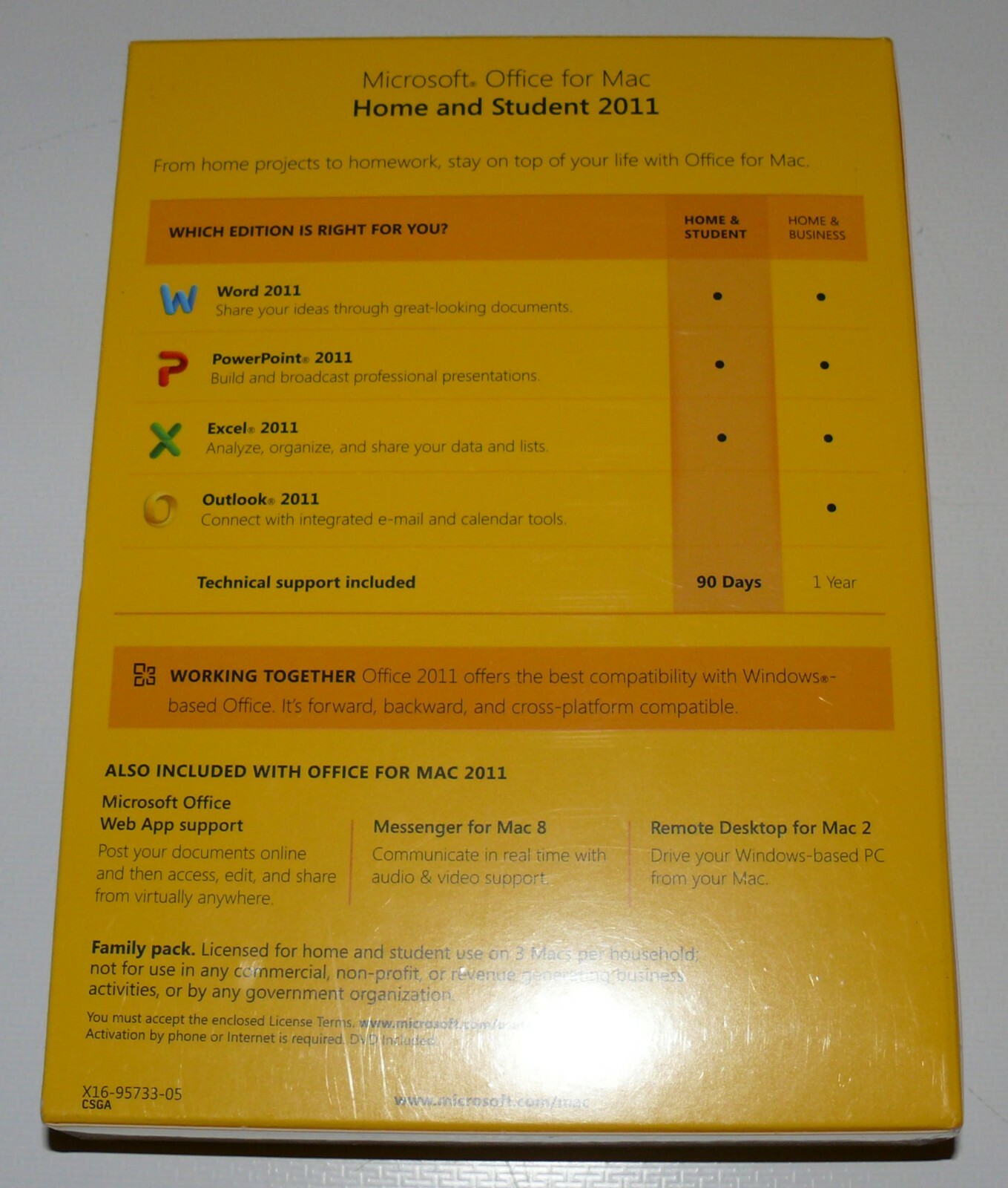 3 User ! new sealed Microsoft Office for Mac Home Student 2011 Family Pack NIB