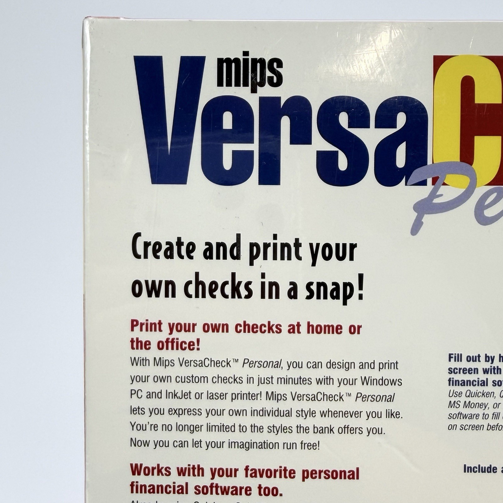Mips Versa Check Personal Custom Check Creation Software 3.5″ Floppy w/150 Blank