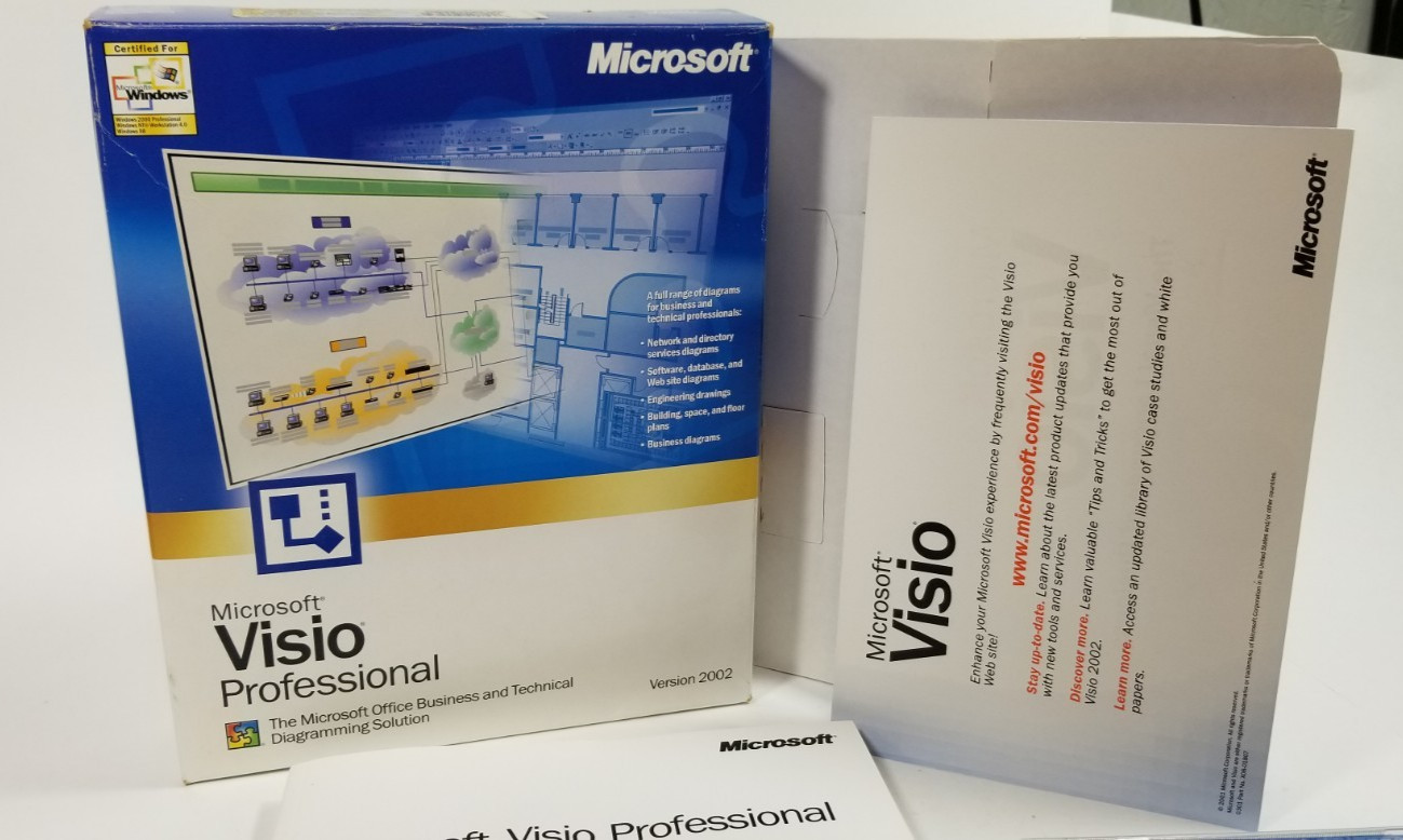 Microsoft Visio Professional Version 2002 Vintage Big Box Software PC Windows