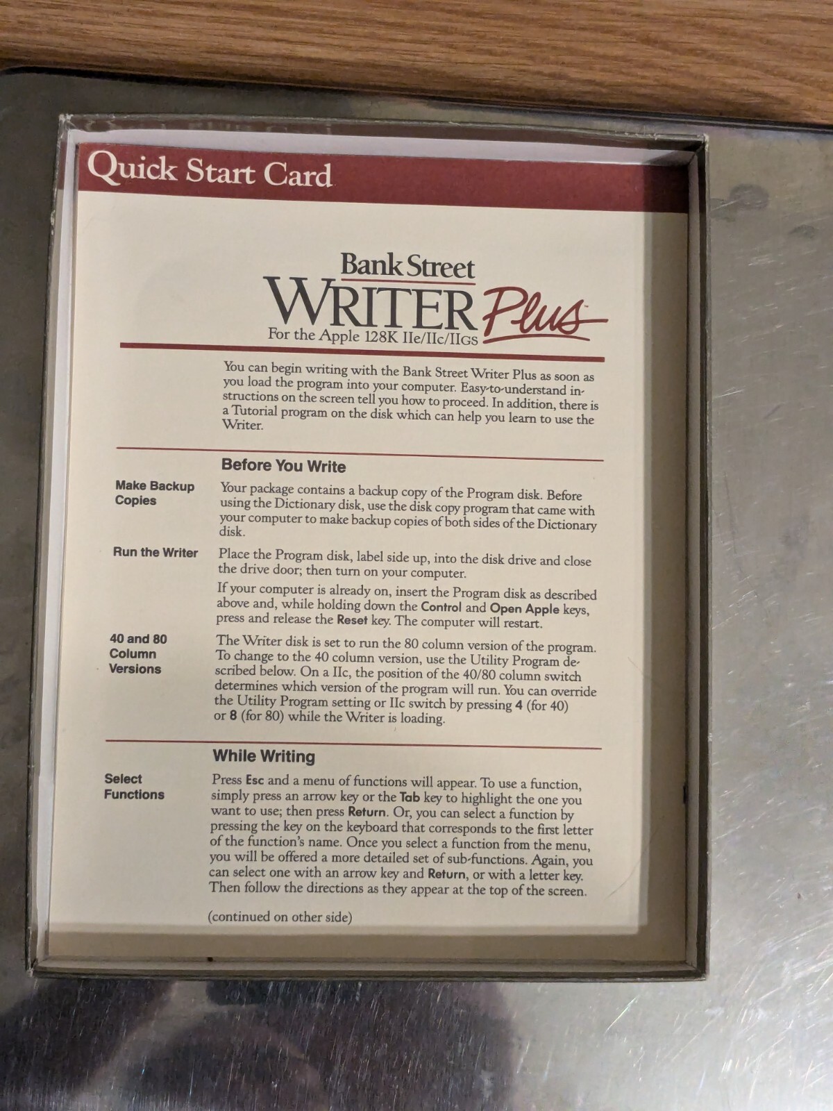Bank Street Writer II for Apple IIe/IIc/IIgs 128k or better complete in Box