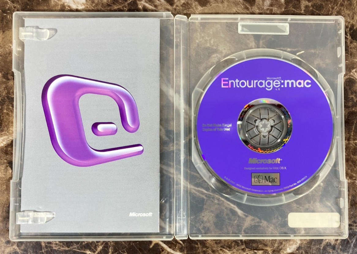 Microsoft Entourage X Mac OS CD-Rom w/ Manual Product Key Vintage Software 2001