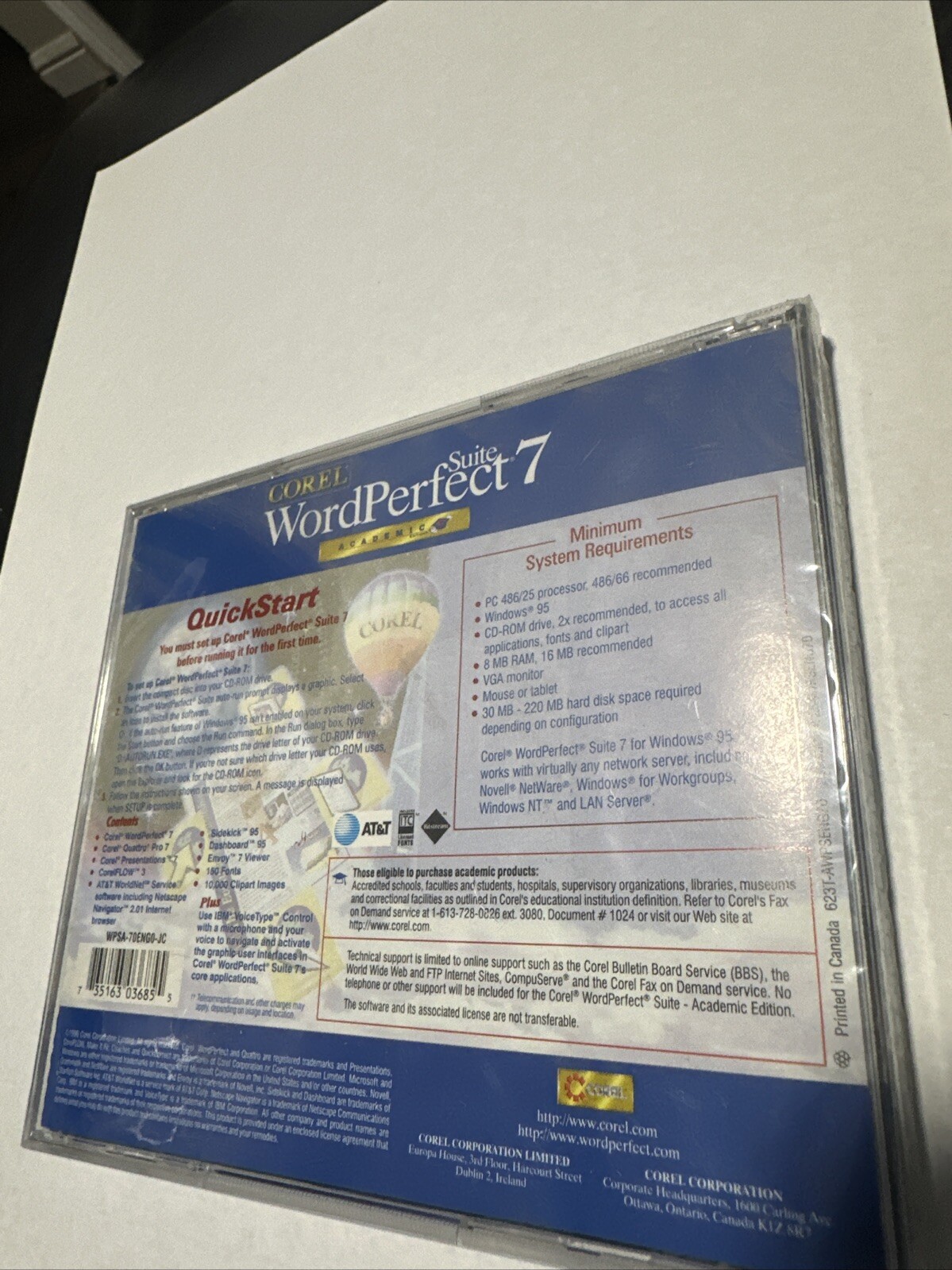 COREL WORDPERFECT SUITE 7 (NEW IN SEALED RETAIL BOX) for WINDOWS 95 on CD 32 Bit