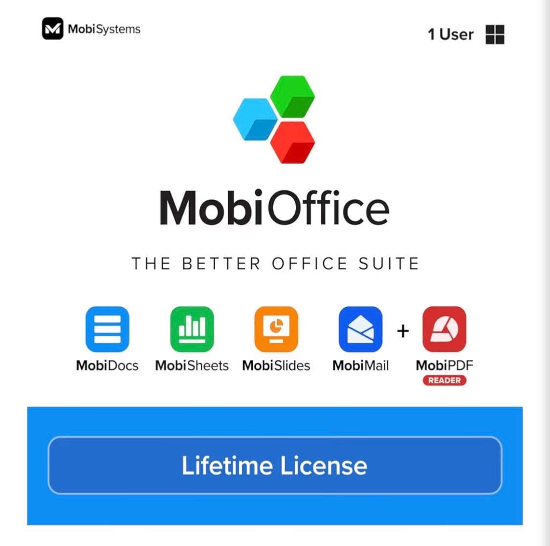 MobiOffice Lifetime 4-in-1 Productivity Suite for Windows | Lifetime License | I