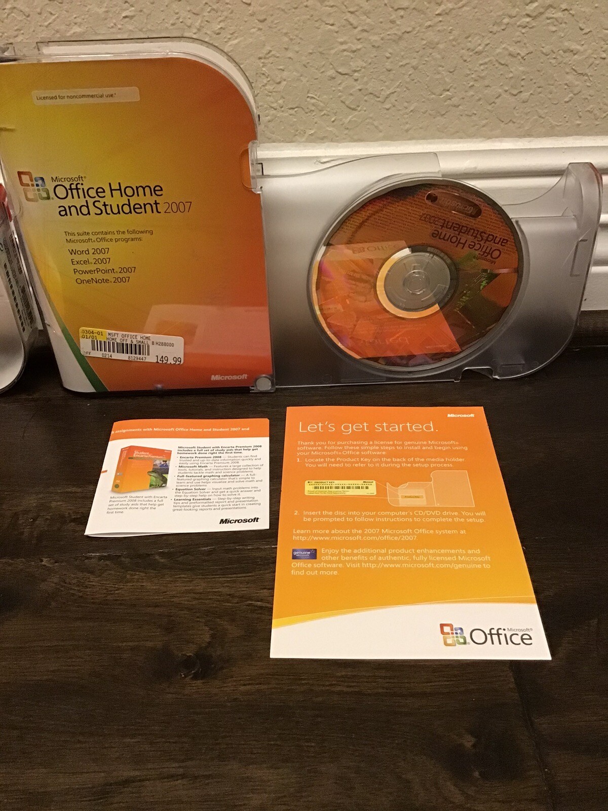 Microsoft MS Office 2007 Home Student Genuine Disc & Product Key w/ Case (2) Lot