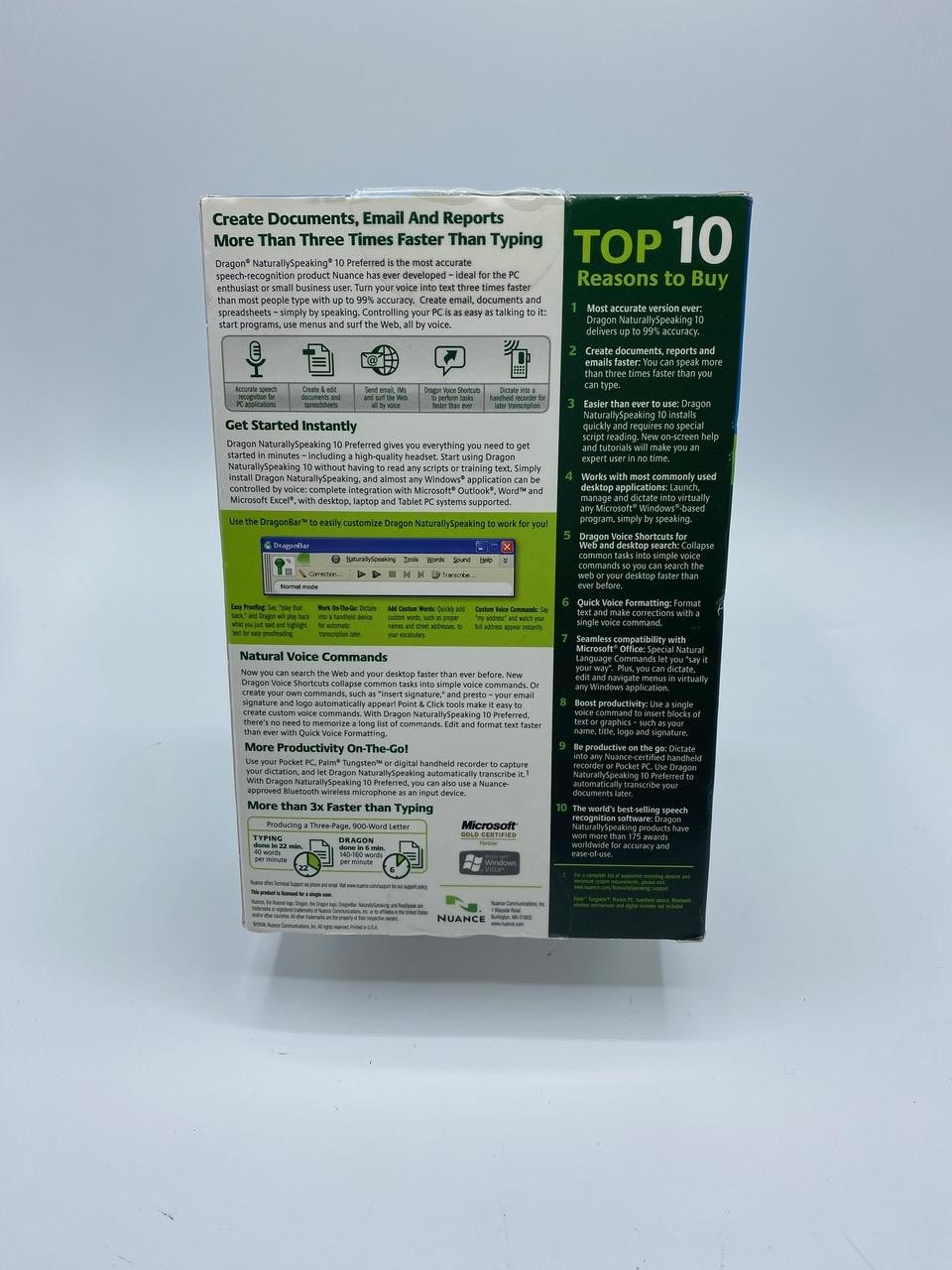 Nuance Dragon NaturallySpeaking 10 Rev F Preferred Speech Recognition Software