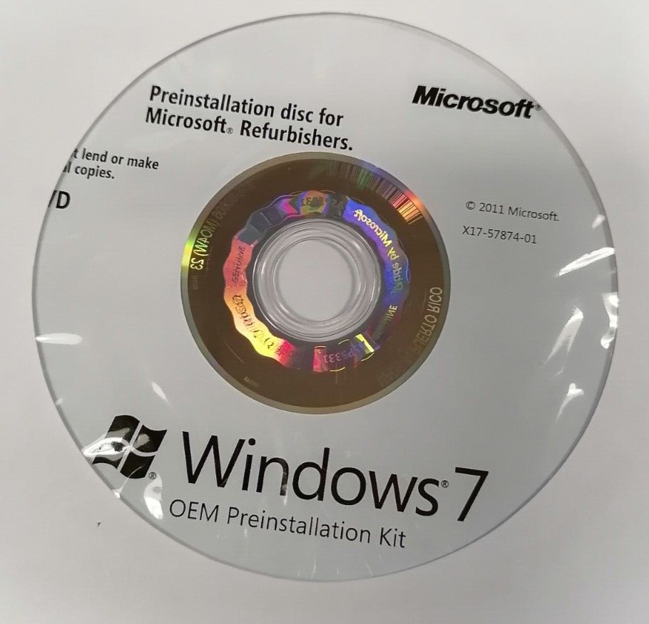 Windows 7 Preinstallation Kit DVD P/N: X17-57874-01