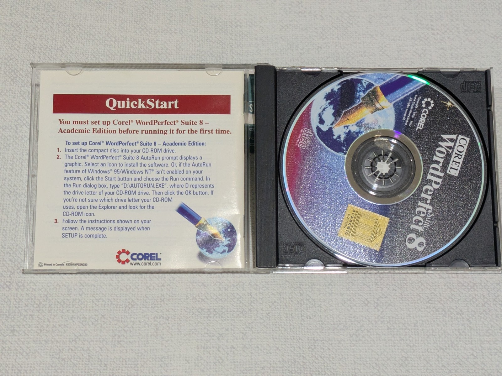 Corel WordPerfect Suite 8 – CD – Academic Edition – for Windows 95 & Windows NT
