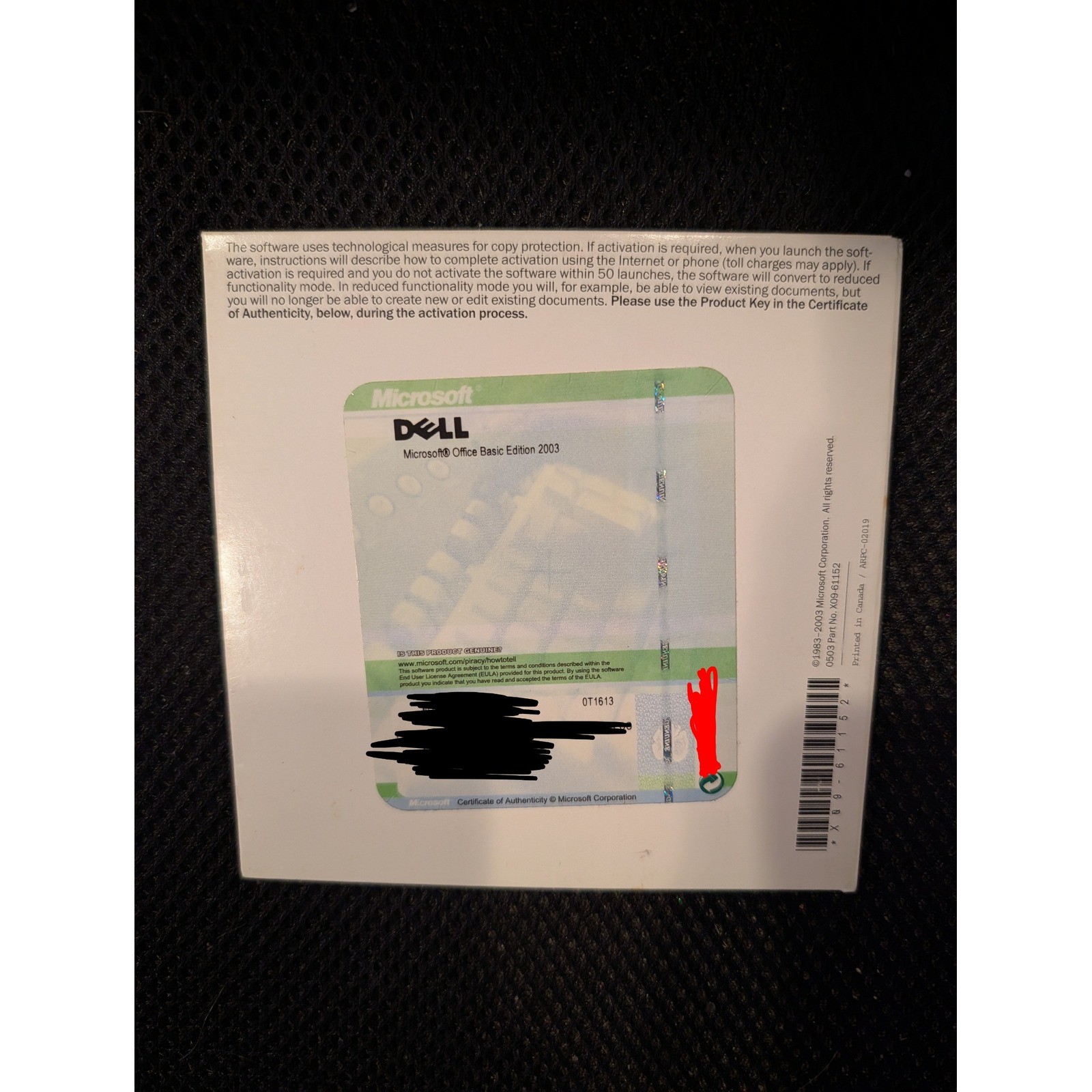 Vintage Microsoft Office Basic Edition 2003 Dell OEM CD w/ Product Key