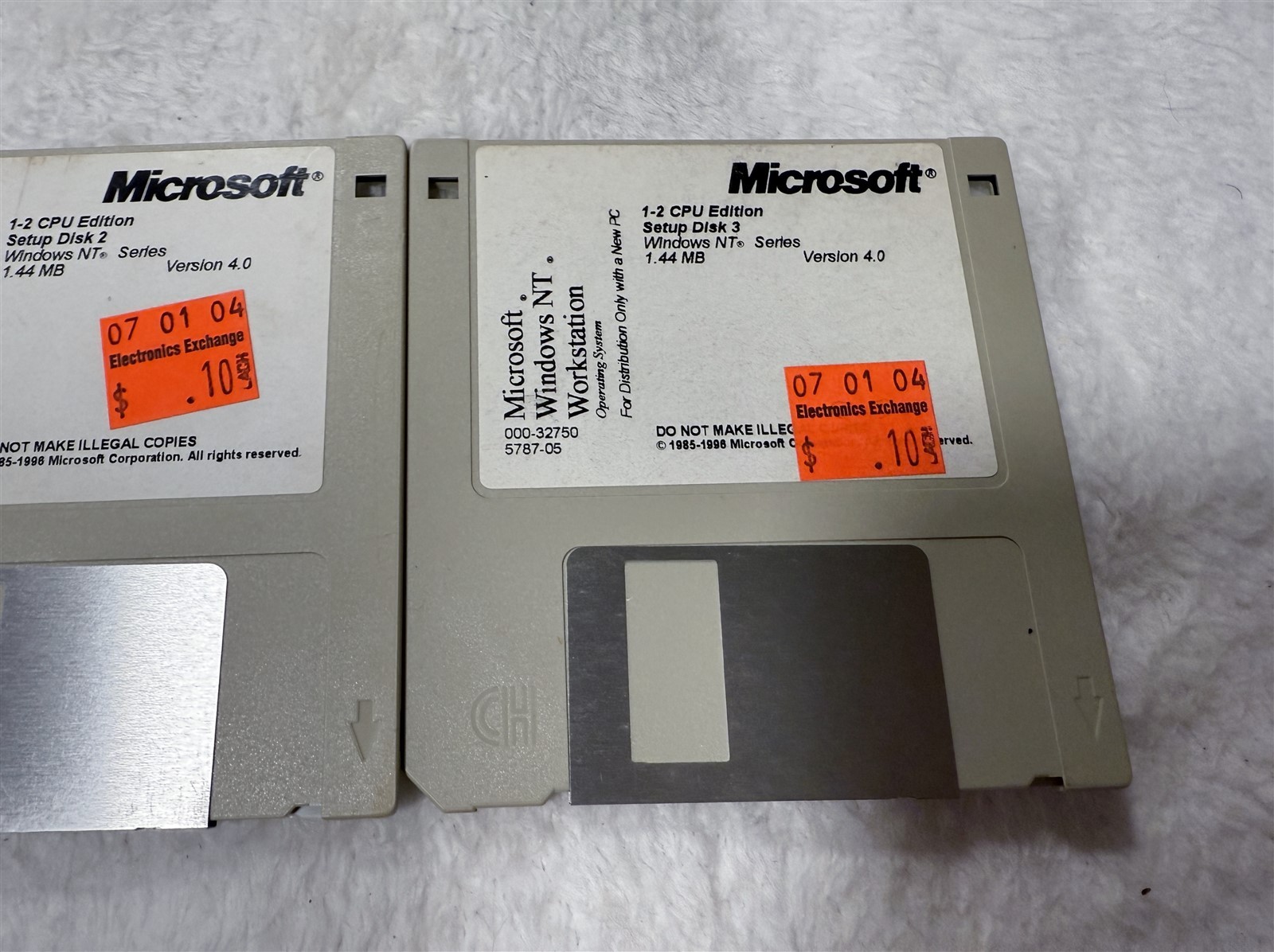 MICROSOFT WINDOWS NT WORKSTATION 3.5″ DISK SET OF 3 SETUP VERSION 4.0 1-2 CPU