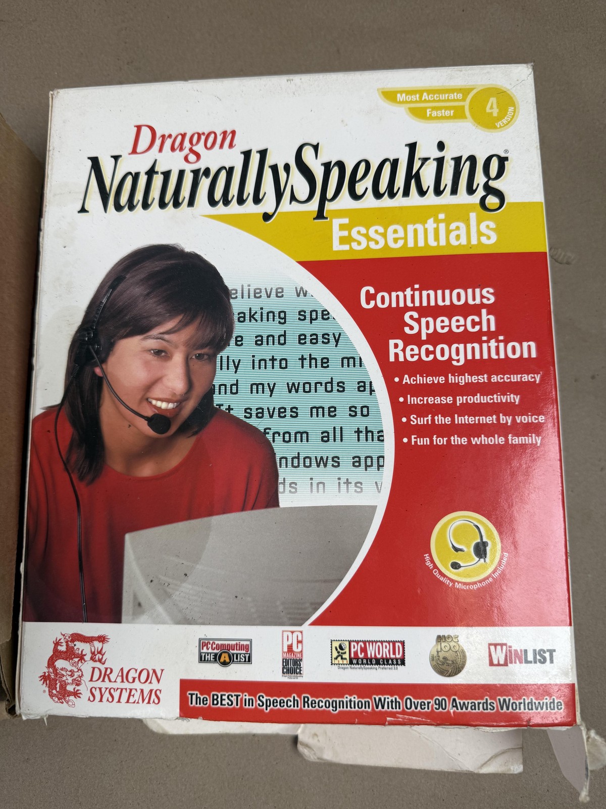Dragon NaturallySpeaking Essentials Speech Recognition Windows 95 98 CD Software