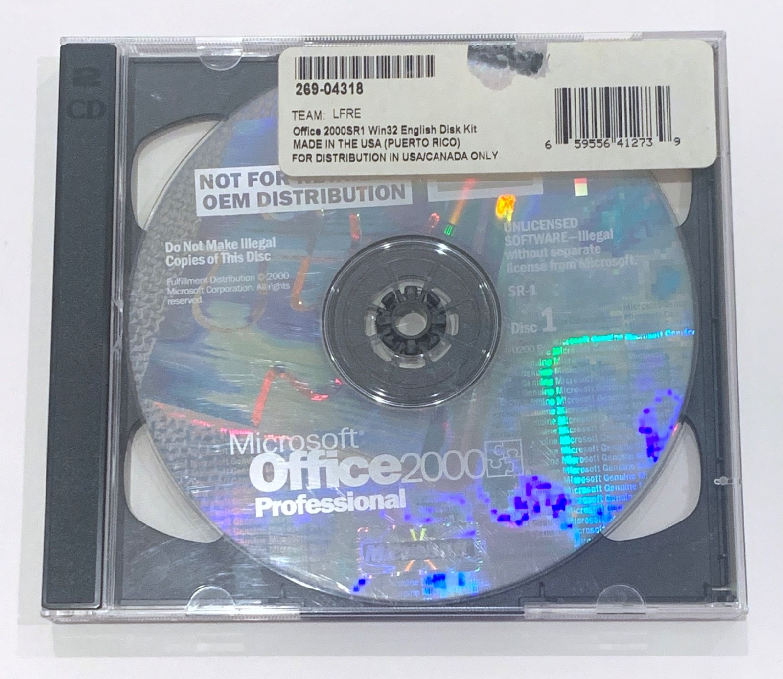 Microsoft Office 2000 Professional Disc 1 & 2 with Product Key SR-1