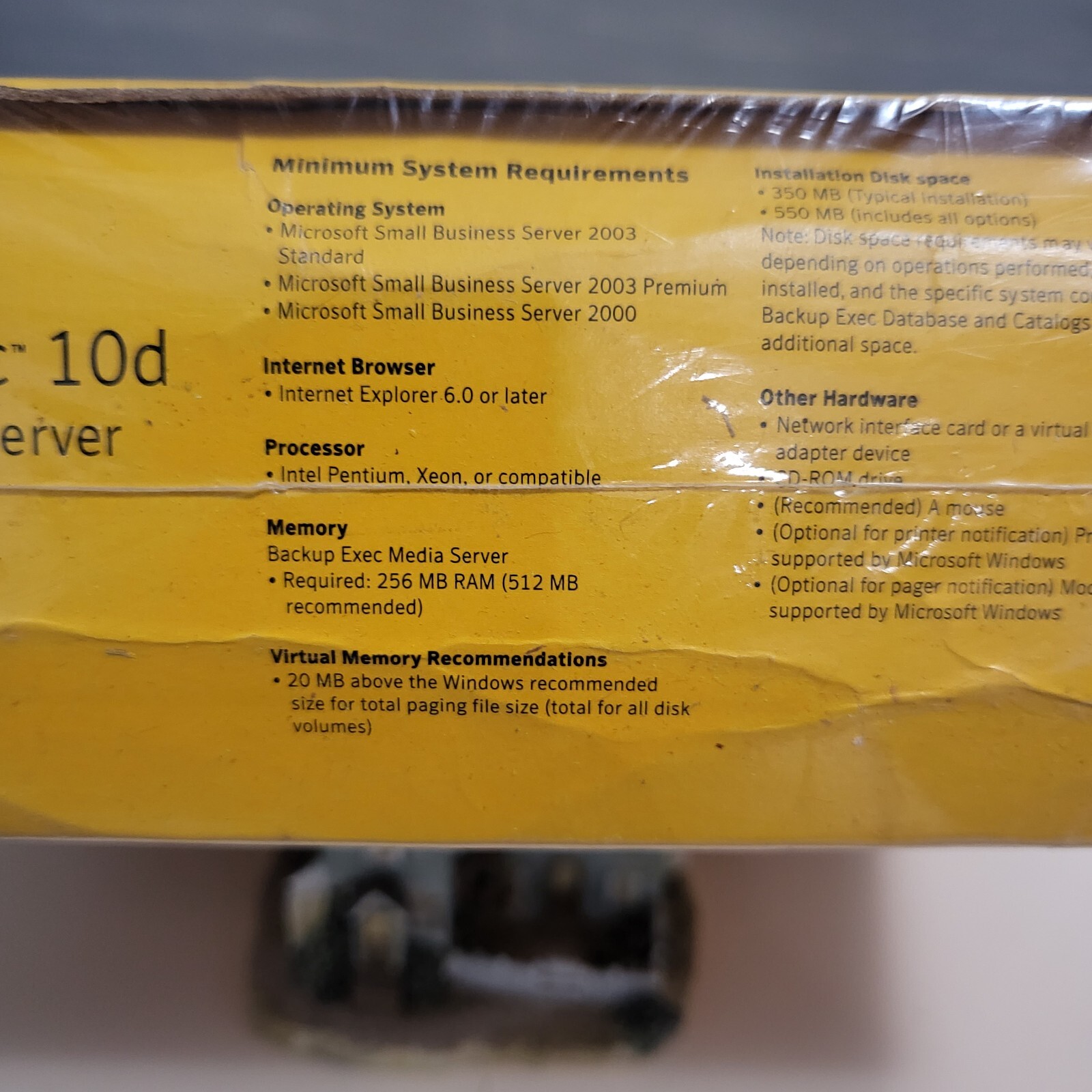 Symantec Backup Exec 10d For Windows Small Business Server
