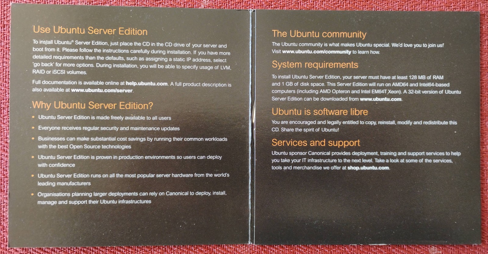 Ubuntu 9.04 Server Edition operating system on CD