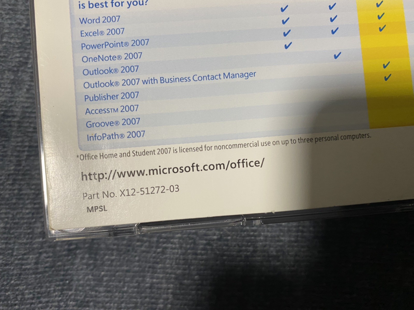 Microsoft Office Small Business Upgrade Edition 2007 w/ Key number