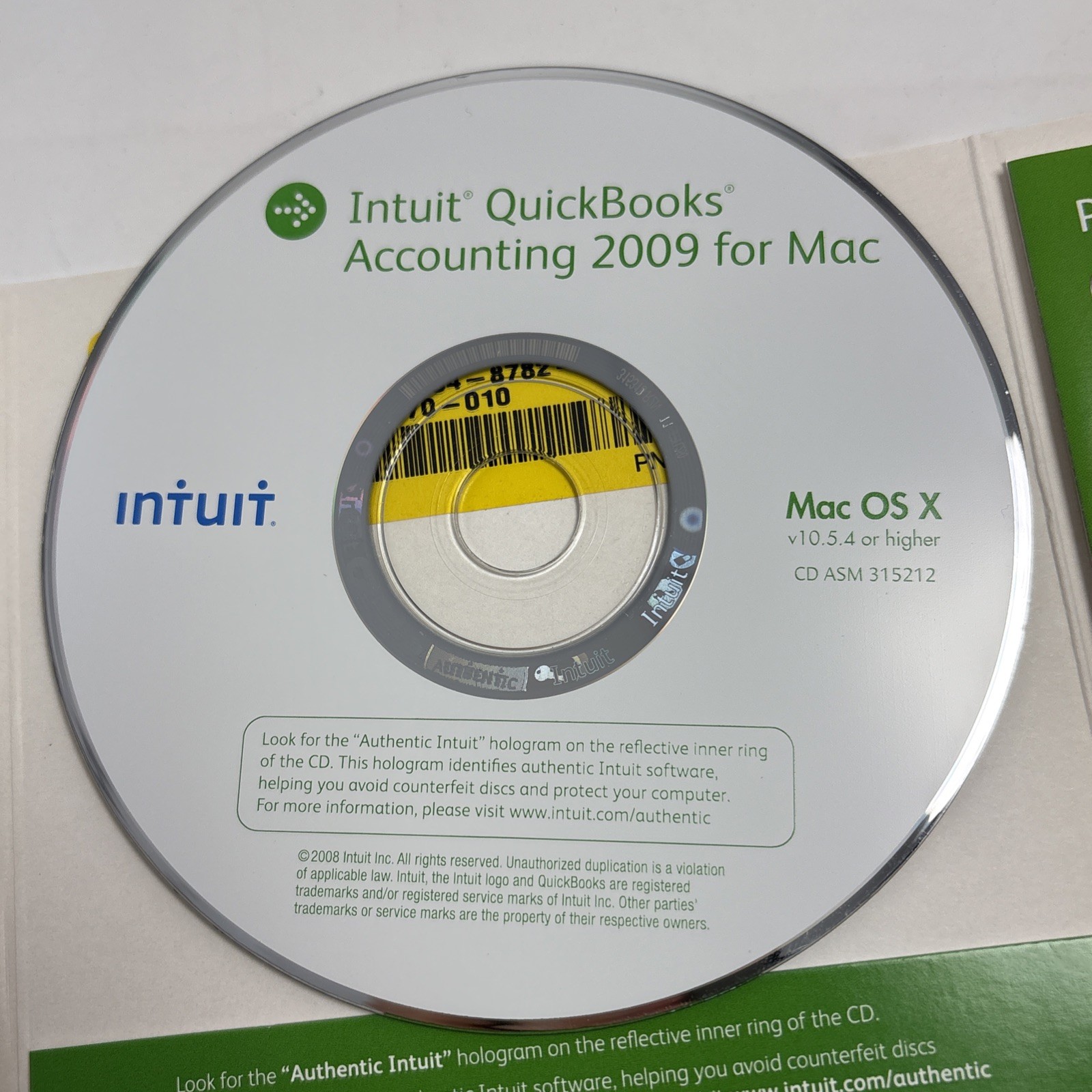Mac Intuit QuickBooks 2009 Accounting Software CD W/Key Code NO SUBSCRIPTION
