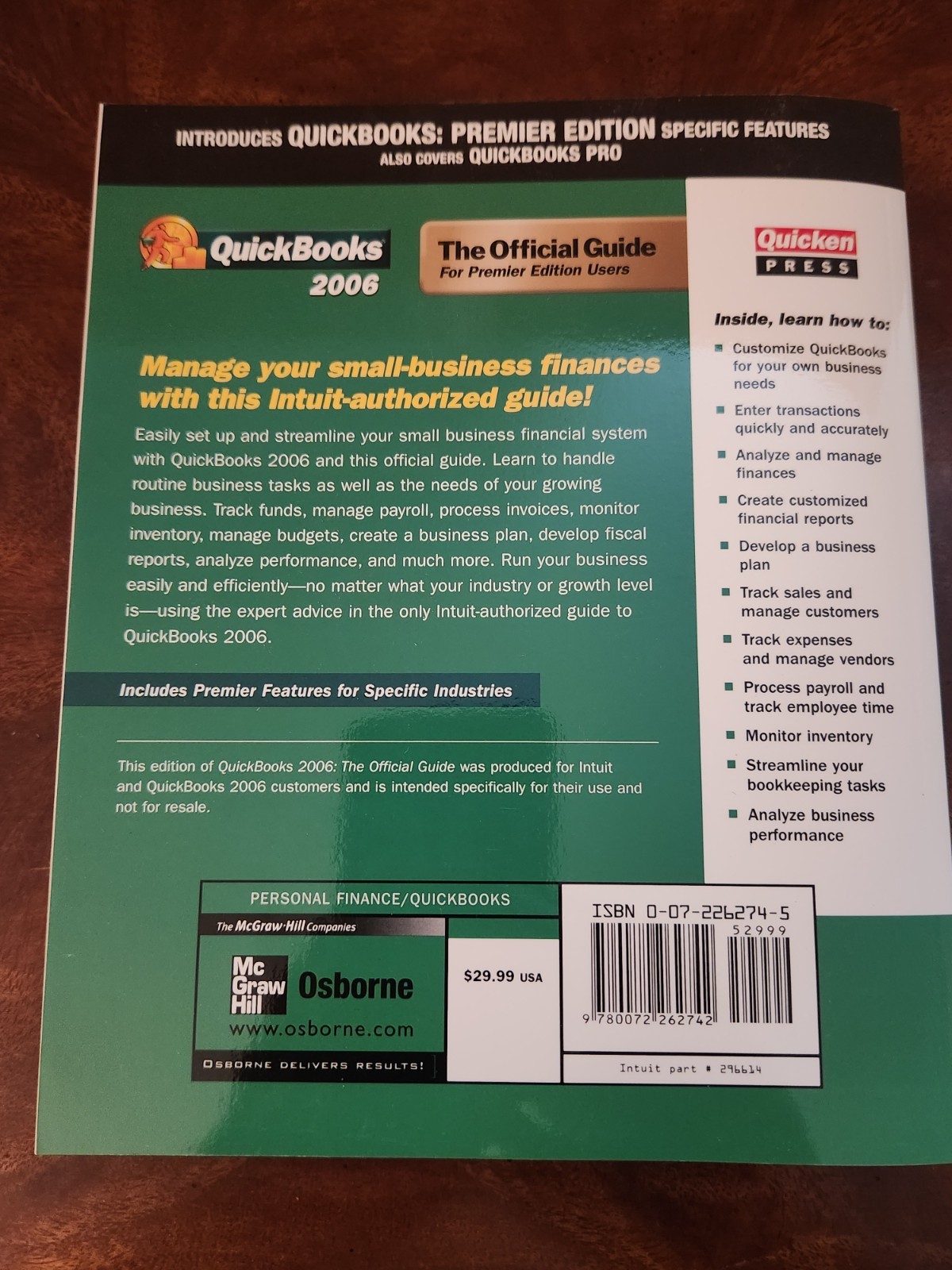 Quickbooks Premier Editio 2006 Small Business Financial Software for Windows #G