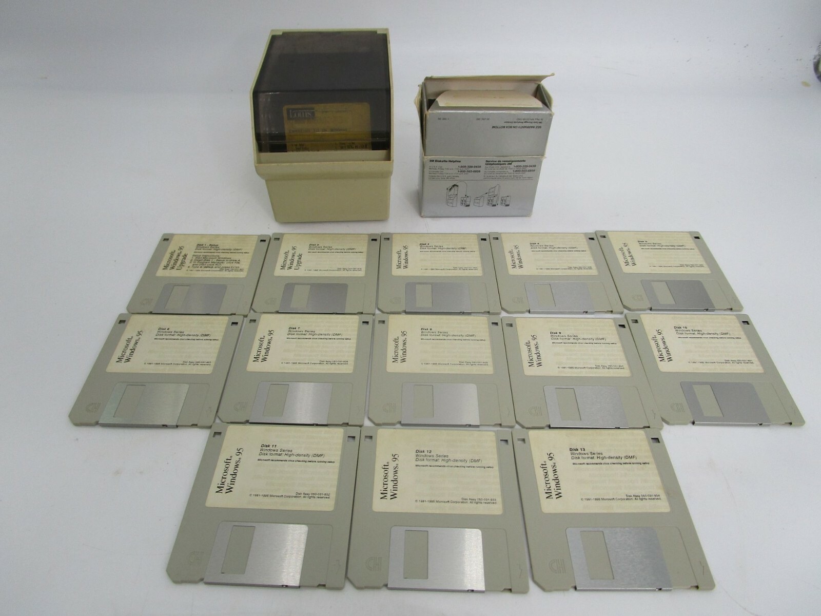 Vintage Lot Floppy Diskettes 3.5 Inch with Case Lotus Windows Microsoft Software