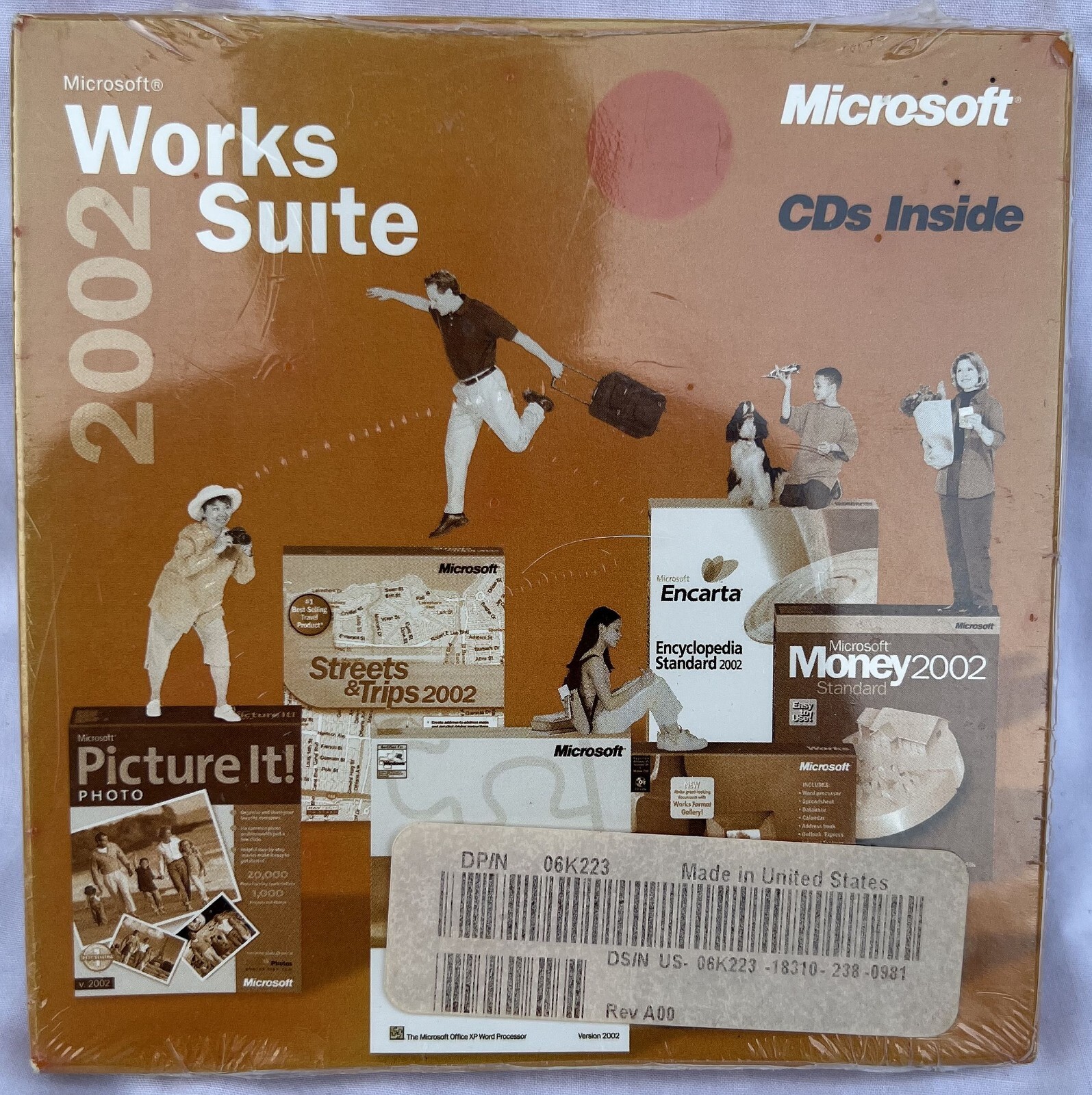 New Microsoft Works Suite 2002 CD set w/ Key North America Version SEALED