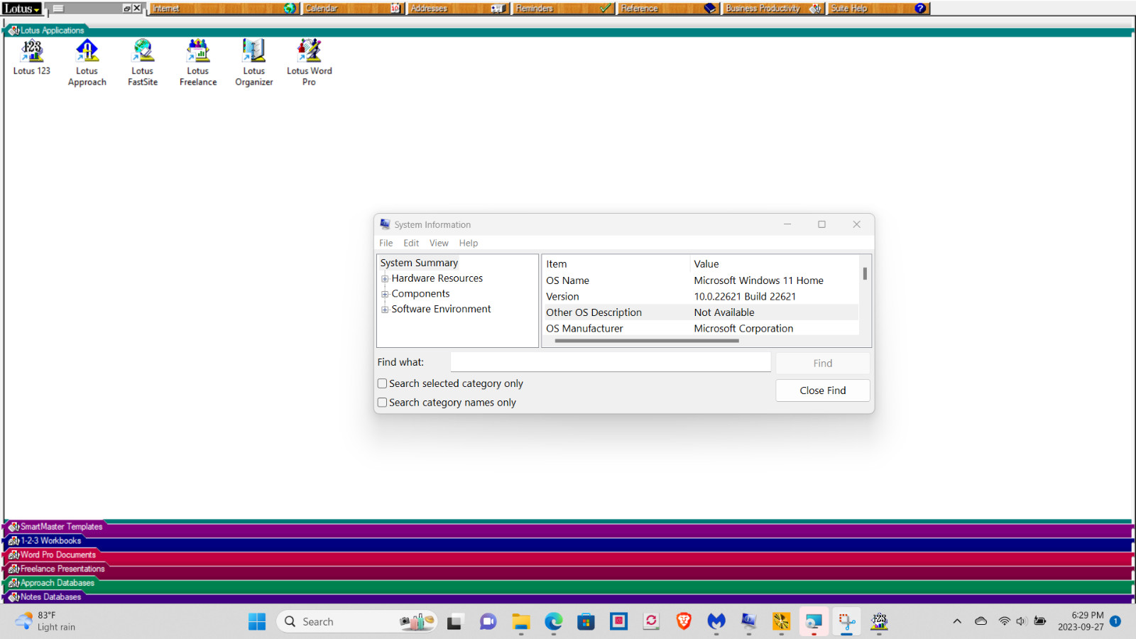 IBM LOTUS SMARTSUITE 9.7 Organizer Approach Word Pro 1-2-3 Windows XP 7 8 10 11