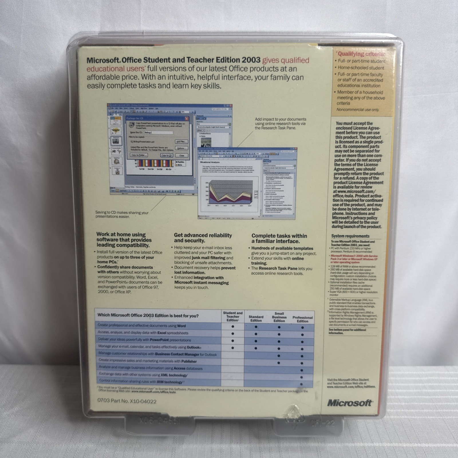 Microsoft Office Student and Teacher Edition 2003 Word Excel NEW SEALED READ