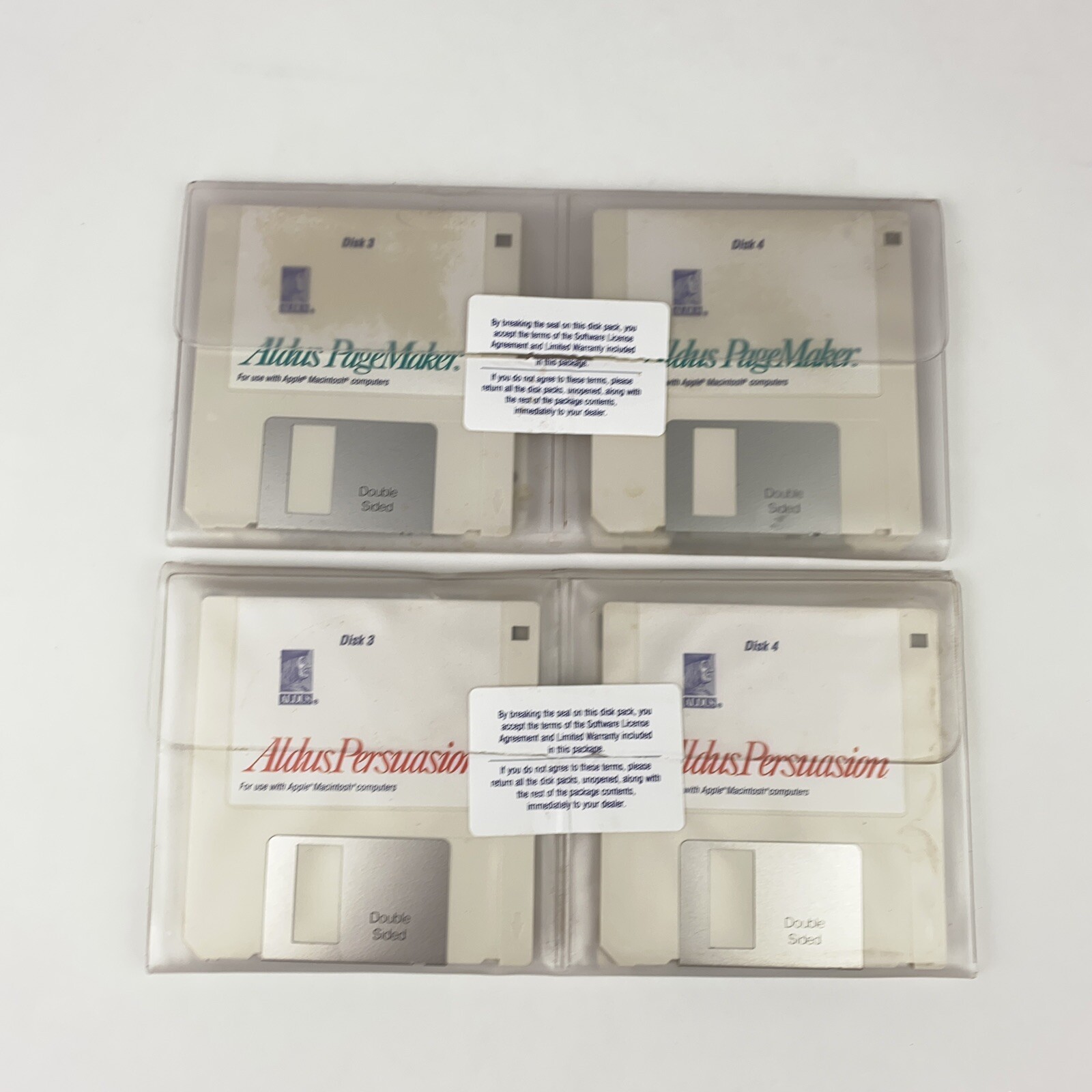 Vintage 1990 Aldus PageMaker/Persuasion Macintosh Software 3.5″ Floppy Disks