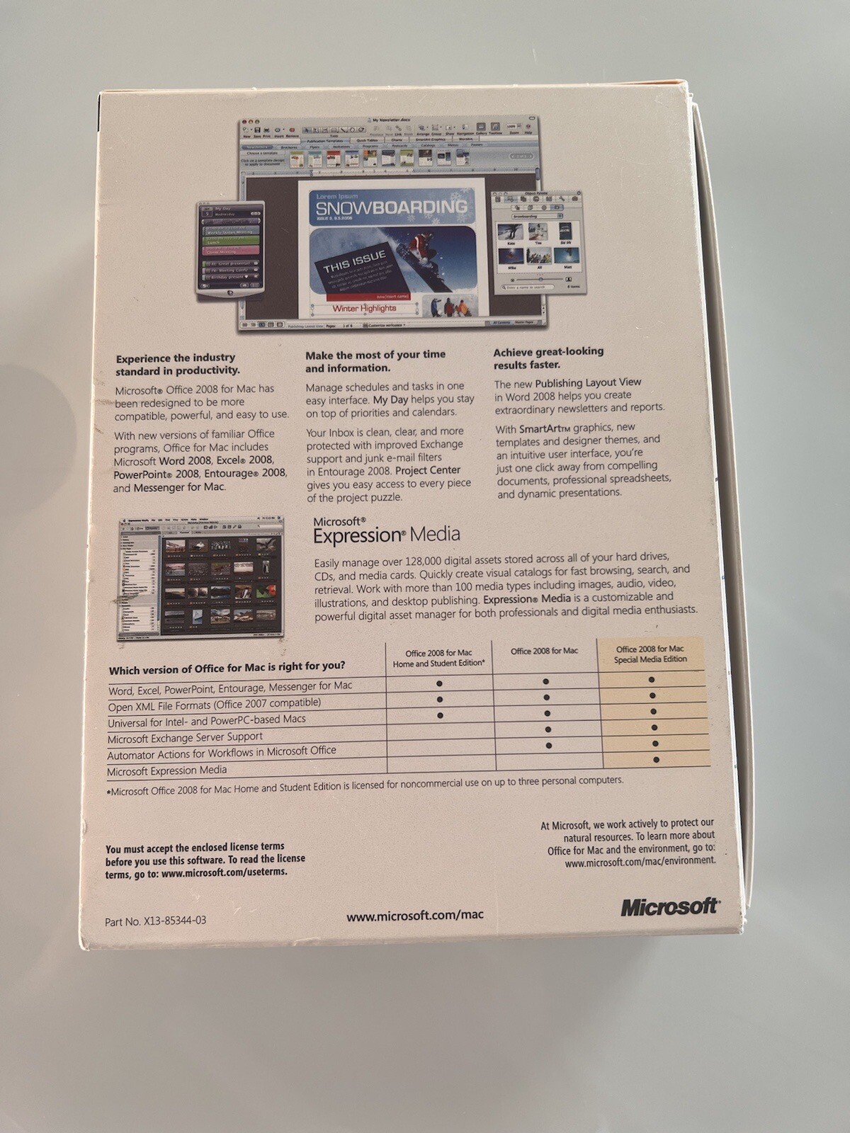 Microsoft Office: Mac 2008 Upgrade special media Edition