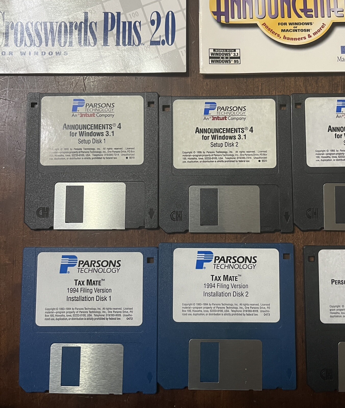 Parsons Software Lot: Home Inventory Crosswords Announcements Tax Mate 3.5” Disk