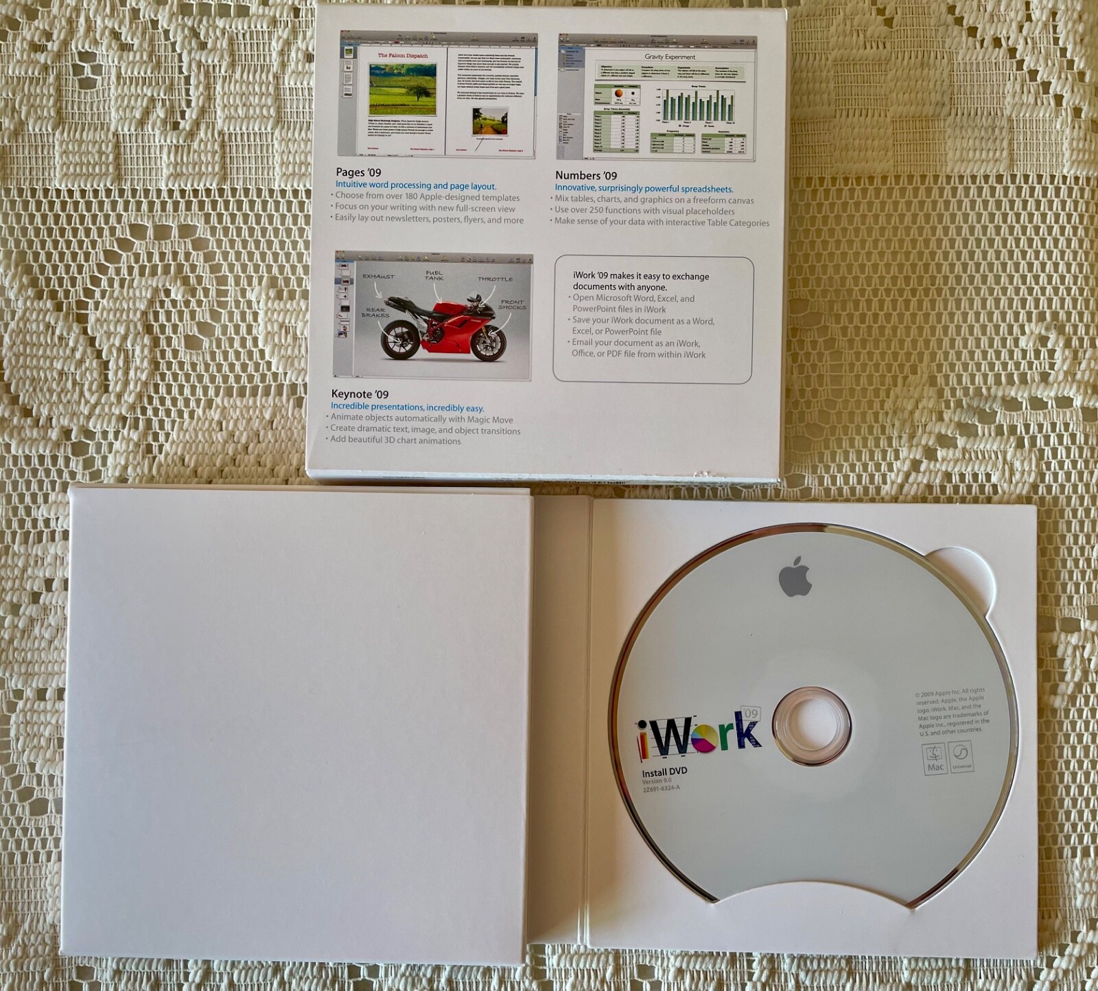 Apple iWork 09 Mac Office Suite Full Version Pages Keynote Numbers Vintage
