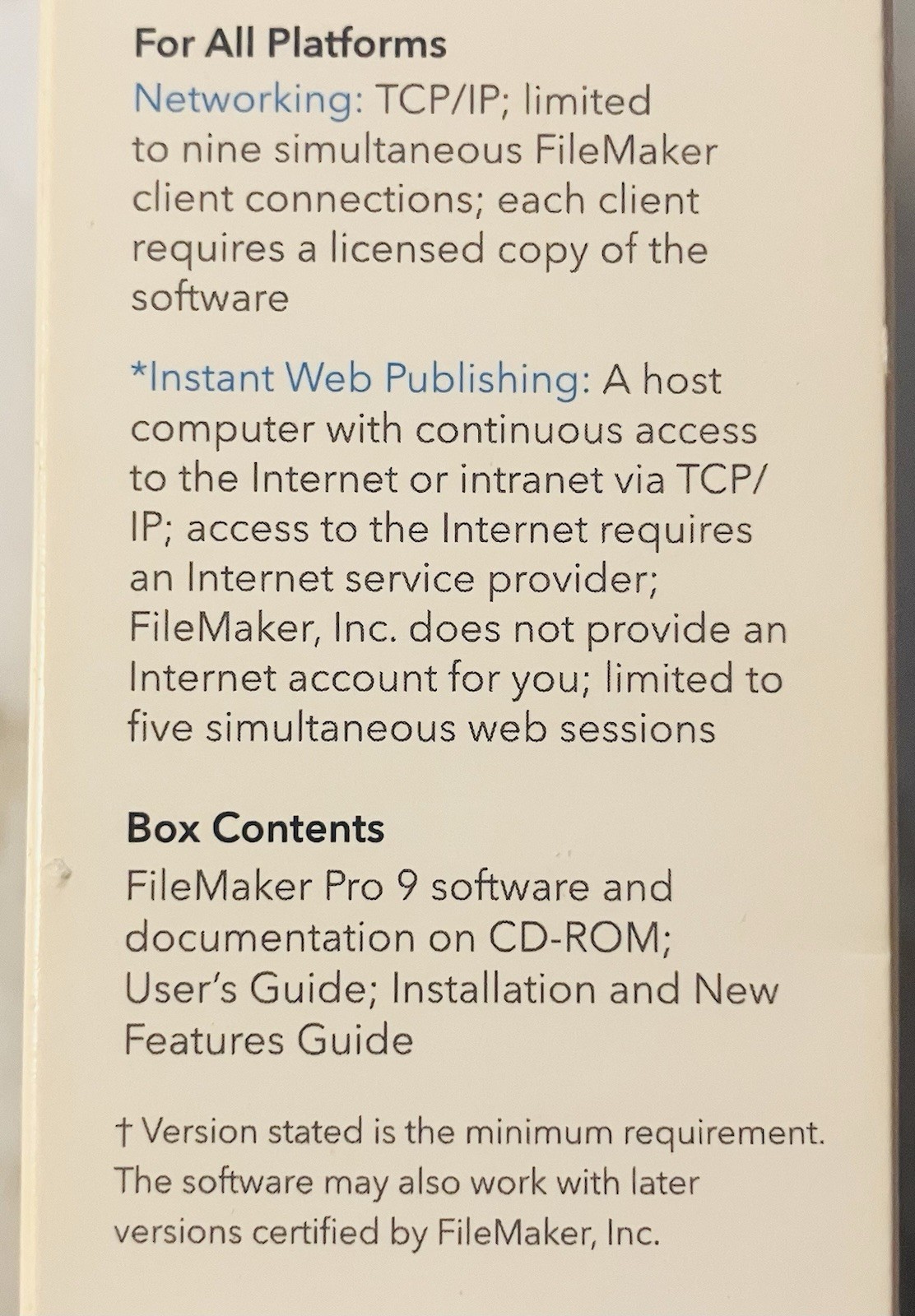 FileMaker Pro 9 Upgrade 5-User License 2-Disc Box Set Mac Windows Database