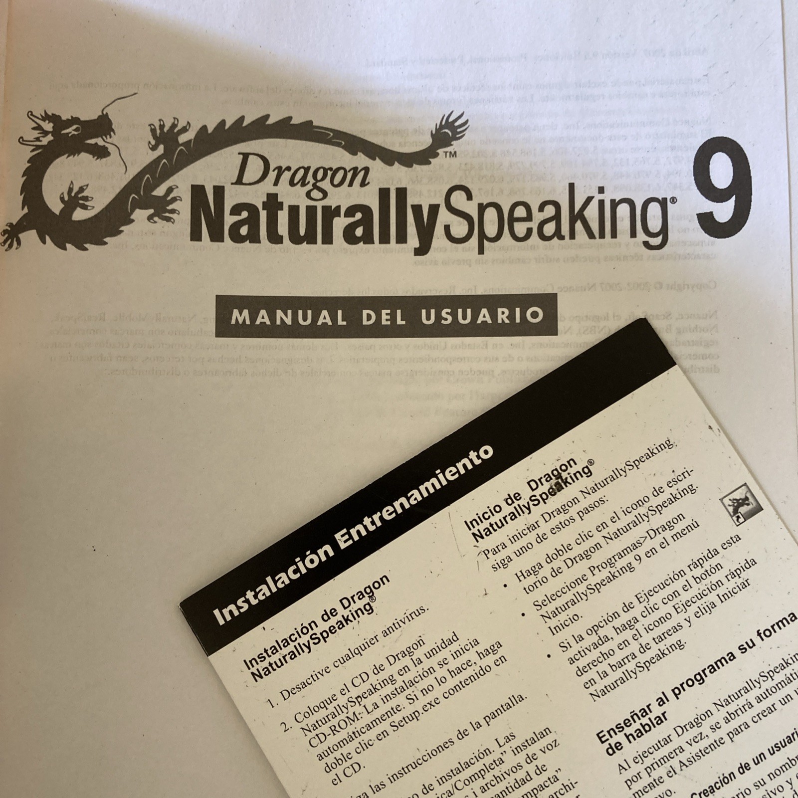 Dragon Naturally Speaking 9 Manual del Usario (owners manual) in SPANISH