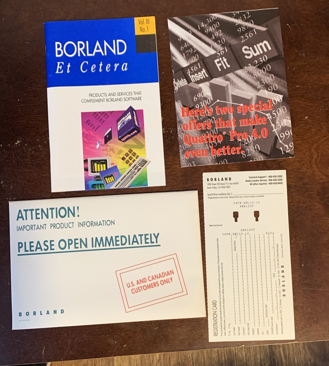 Borland Quattro Financial Analyst Valuepack For Quattro Pro 4.0 5.25” Disk