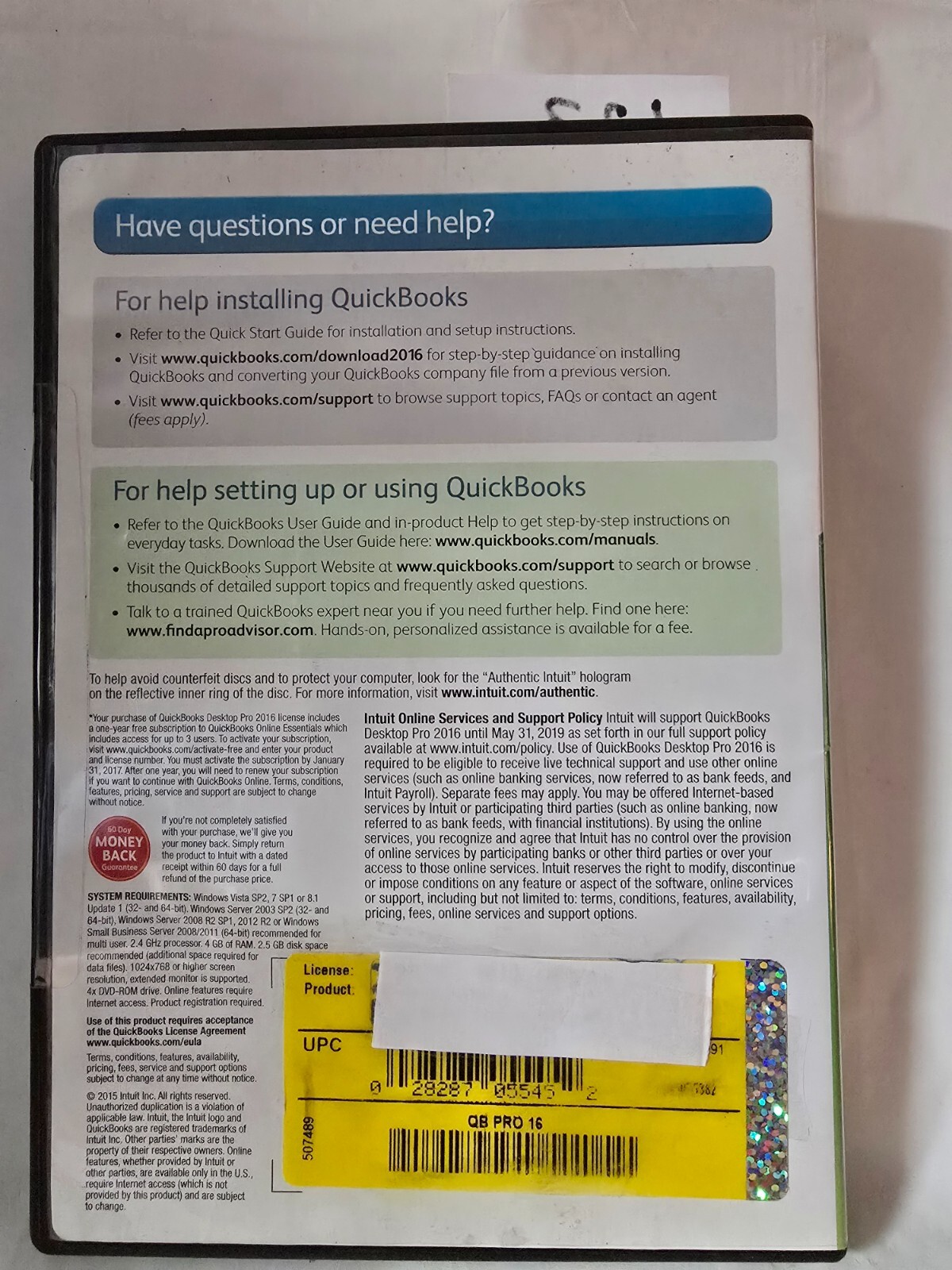 Quickbooks Pro 2016 Desktop For Windows Retail Version Intuit Full US 123