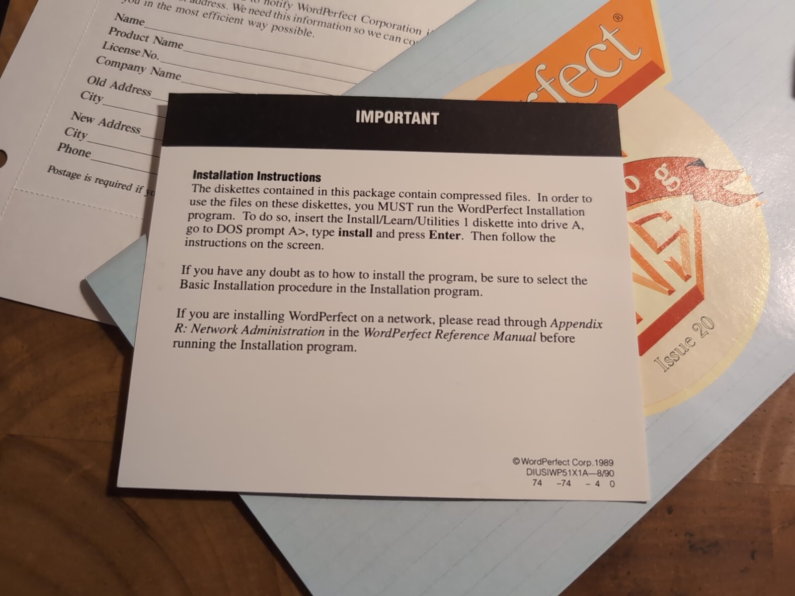 Mysterious Sealed Envelope Copy of WordPerfect, 3.5″ Diskettes?, MS-DOS?