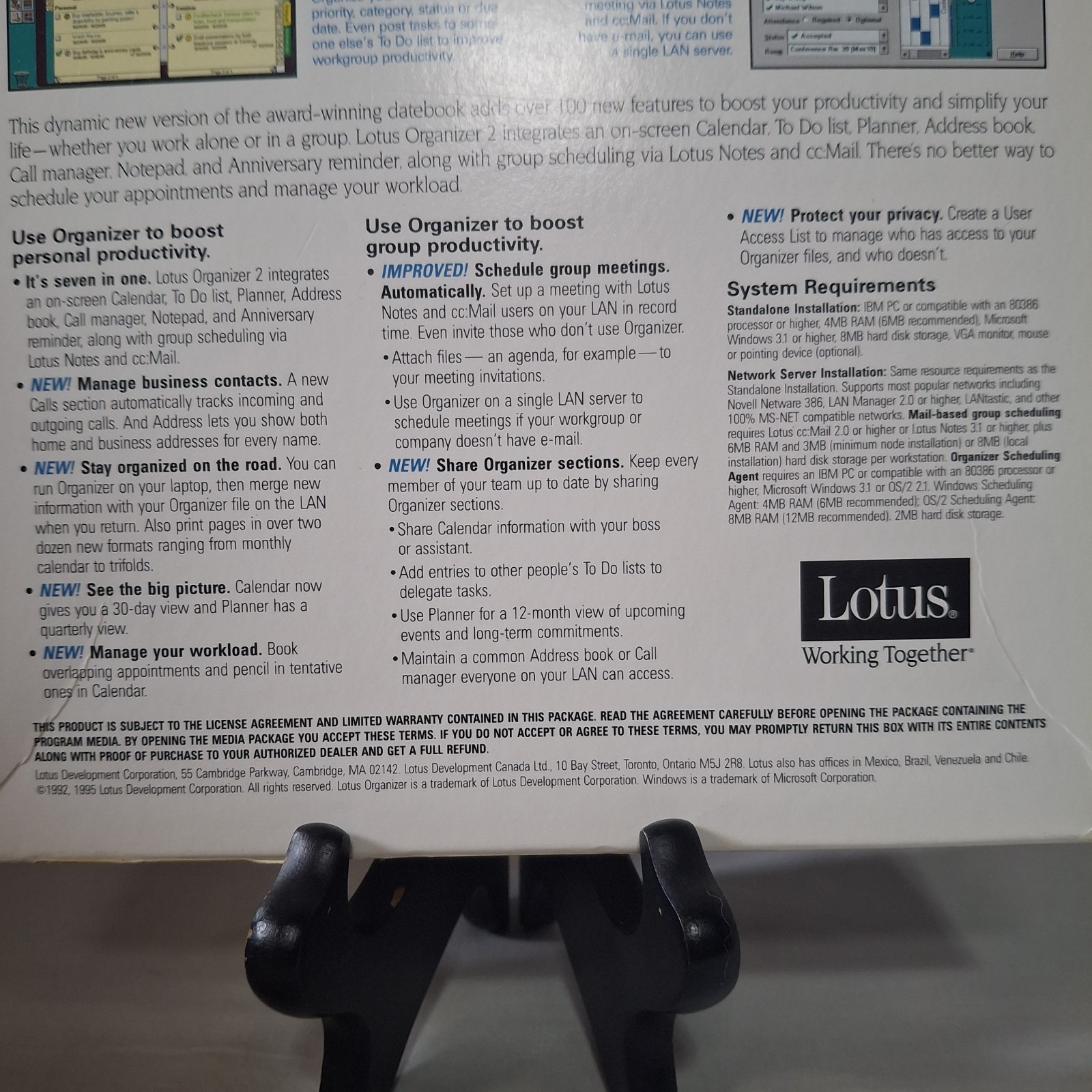 Lotus Organizer 2.1 Release 2 Big Box IBM/Windows 3.1 Complete Floppy Software