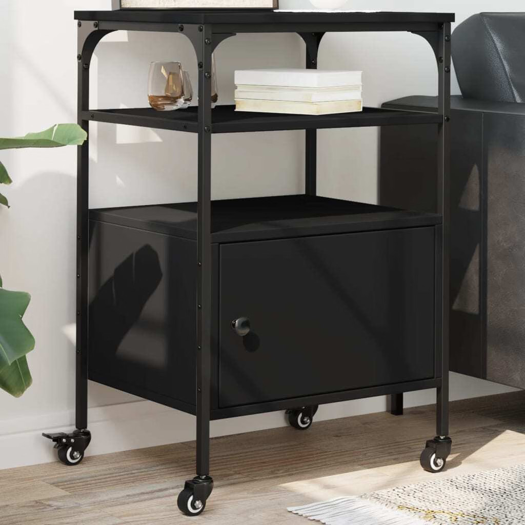Printer Stand 3-Tier Black 19.7″x15.7″x29.9″ Engineered Wood