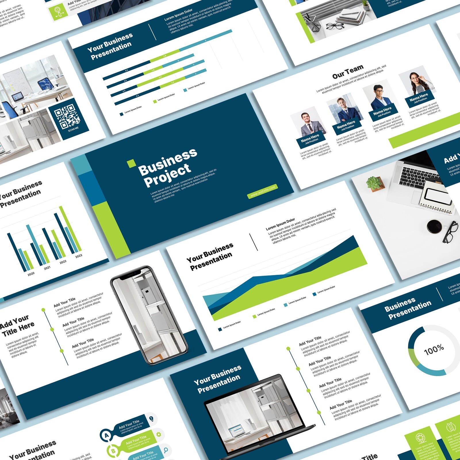 Modern PowerPoint Template 2025 – Minimalist Business & Blue Green Slides