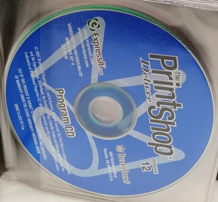Vintage 2001 Broderbund The Printshop Version 12 Disk Set P/N:385016-FI