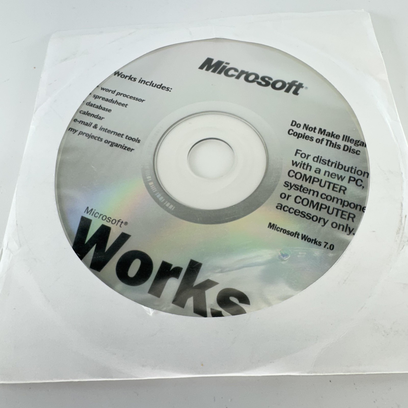 Microsoft Works 7.0 Software CD Suite Word Processor Spreadsheet Calendar OEM PC