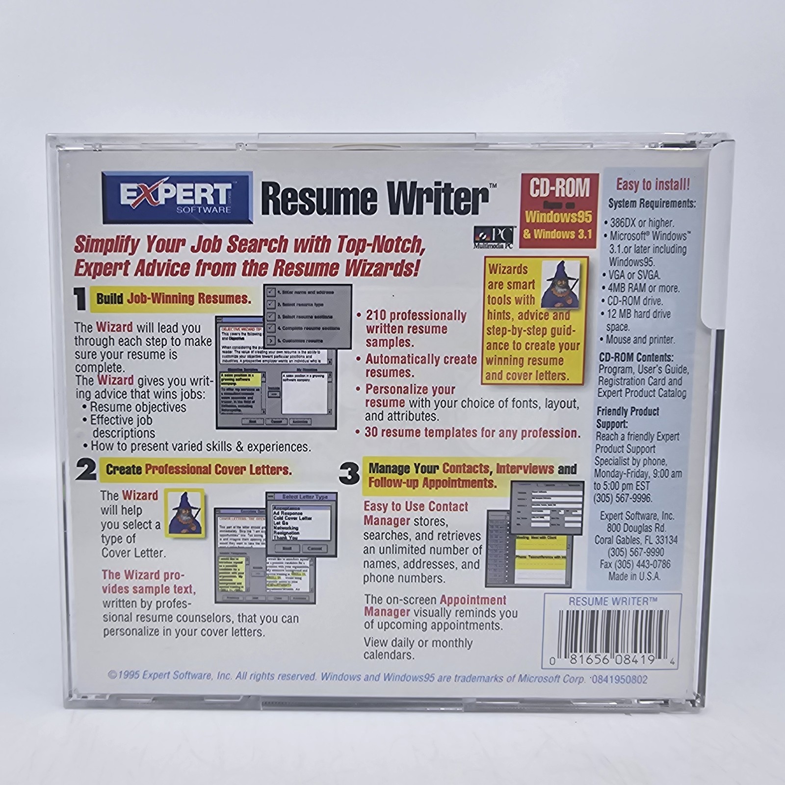 Expert Software Resume Writer CD-ROM PC Windows 95 & 3.1