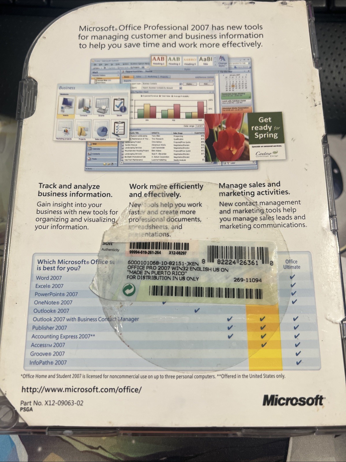 Microsoft Office Professional 2007 Word, Excel, Powerpoint, Outlook-Product Key