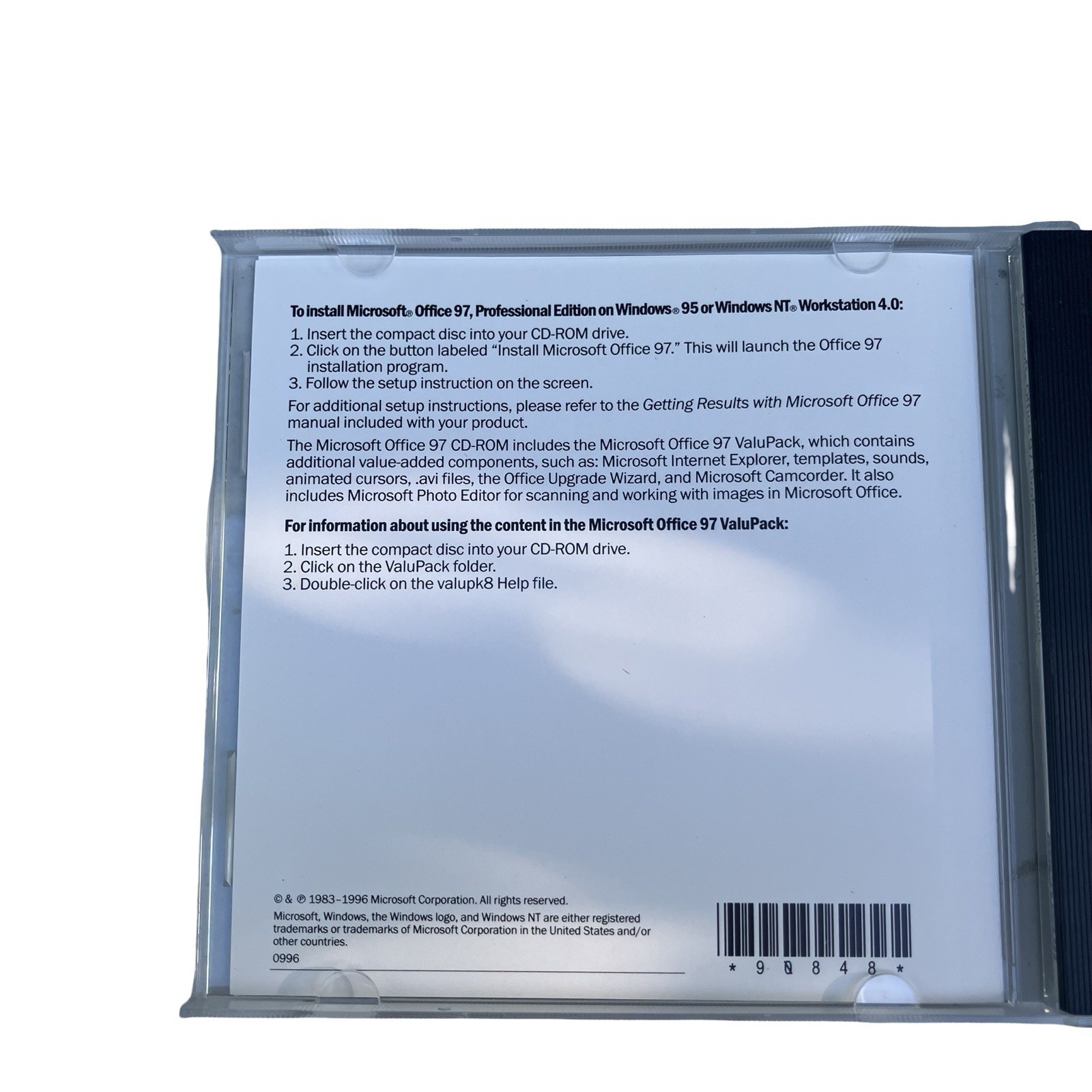 MICROSOFT OFFICE 97 Professional Edition (CD, 1997) w/CD Key Code OEM