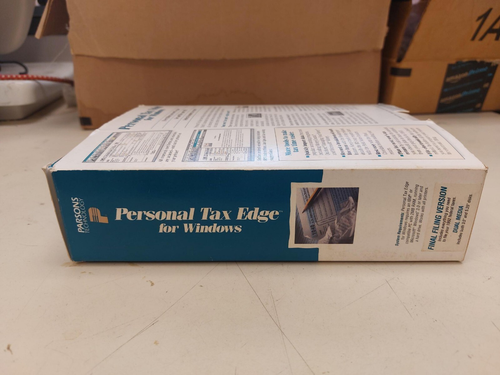 Vintage 1992 + 1993 Parsons Personal Tax Edge software 3.5″ diskettes + manuals
