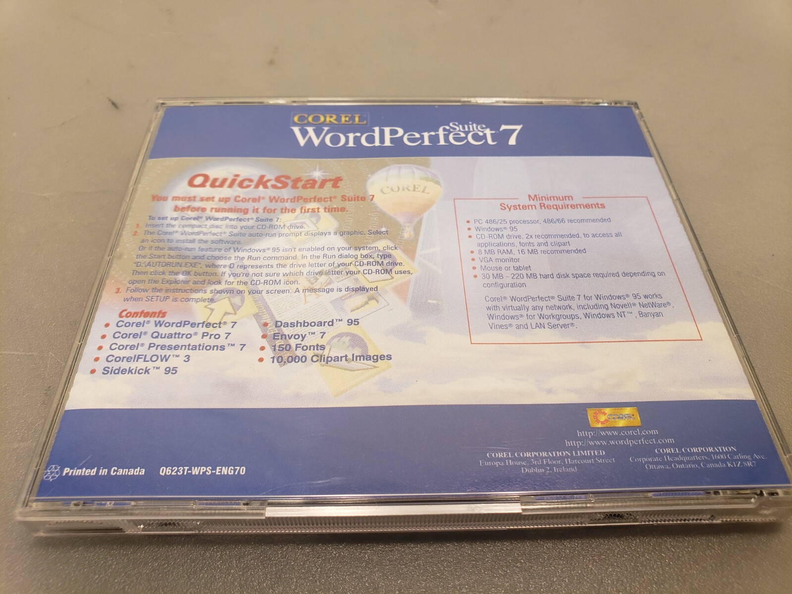Vintage Corel Wordperfect Suite 7 PC CD-ROM 1996 Win95 Retro Software
